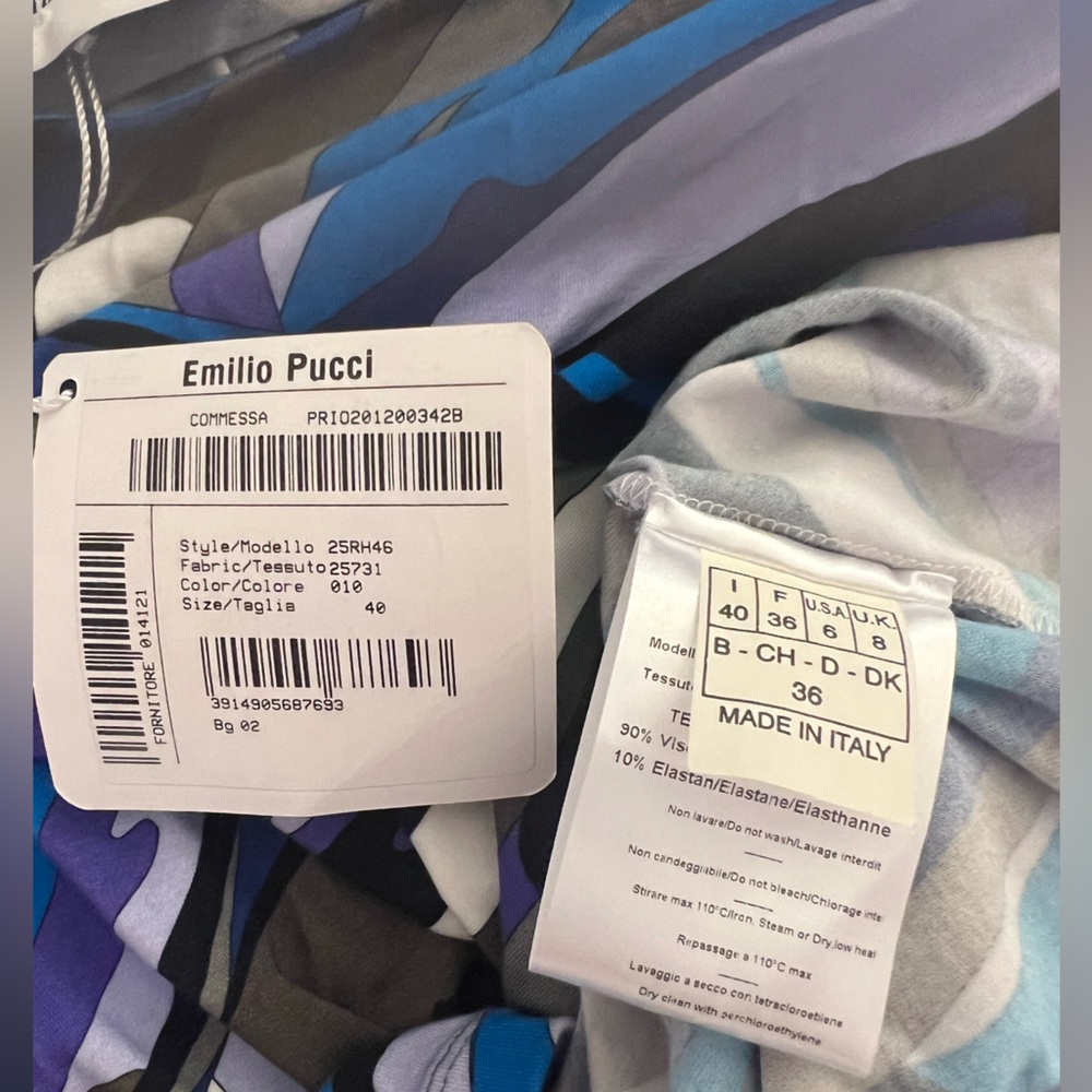 NWT Emilio Pucci Blue and Purple Swirl Dress Italy Size 40 USA 6 Multi Color - Picture 7 of 12
